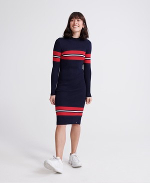 Superdry Hallie Ribbed Bodycon Női Ruhák Sötétkék | RNDUE7903